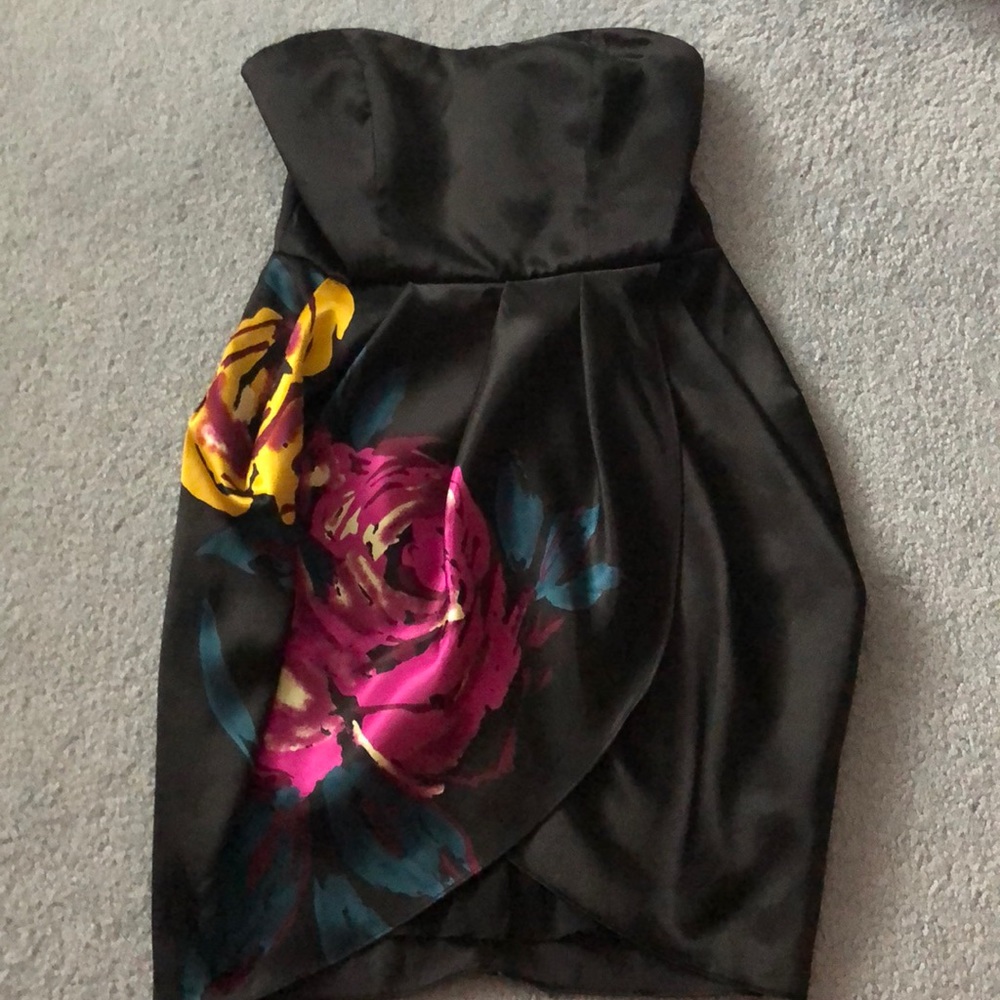 Forever21 Strapless Painted Flower Print Dress
